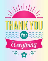 Pink Sun online Saying Thank You Card