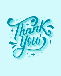 Skyblue Typo online Thank You Card