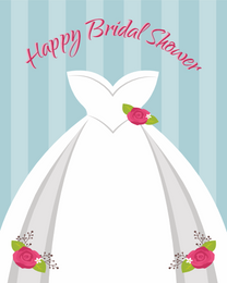 White Floral Gown  online Bridal Shower Card