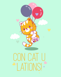 Cat Balloons online Congratulations Card