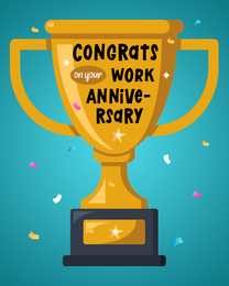 Trophy online Work Anniversary Card