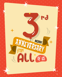 Third Red online Work Anniversary Card