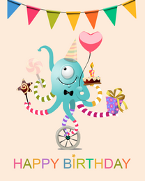 Octopus online Funny Birthday Card