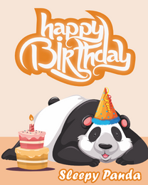 Sleepy Panda online Funny Birthday Card