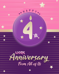 Fourth Purple online Work Anniversary Card