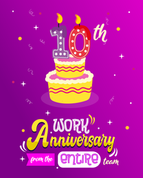 Ten Year online Work Anniversary Card