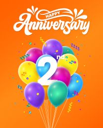Second Balloons online Work Anniversary Card