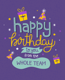Whole Team online Birthday Card | Virtual Birthday Ecard