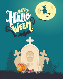 Flying Witch online Halloween Card