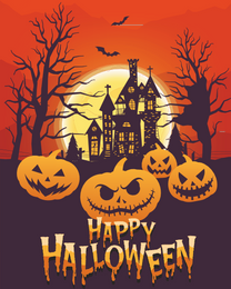 Scary Castle online Halloween Card