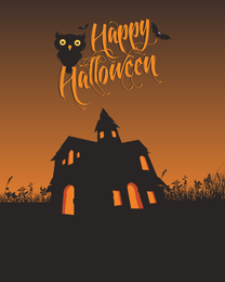 House With Owls online Halloween Card