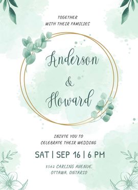 green rounded invitation