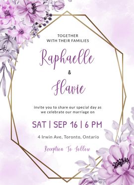 purple flowers invitation