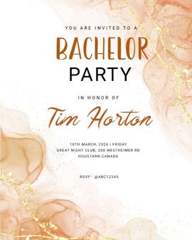 golden orange sparkle invitation