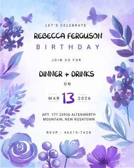 purple flowers invitation