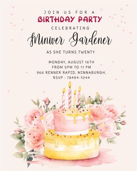 watercolor cake invitation