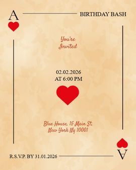 Ace Of Hearts Bash invitation