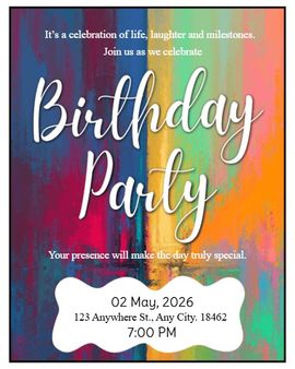 Artistic Birthday Bash invitation