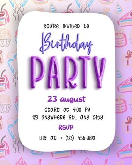 Birthday In Lavender invitation