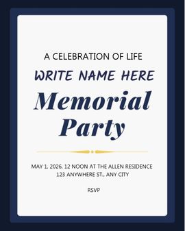 Celebration Of Life invitation