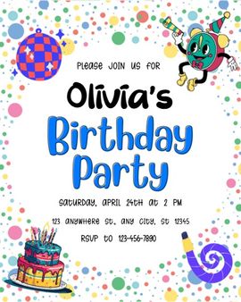 Color Splash Birthday invitation
