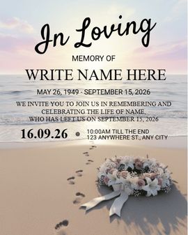 Footprints At Sunset invitation