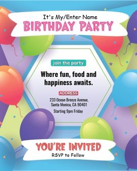 Fun-filled Party Night invitation