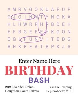 Hidden Message Bash invitation