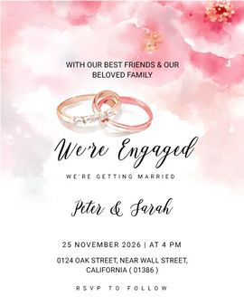 rings pink bg invitation