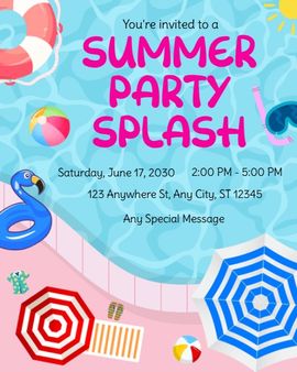 Backyard Pool Splash invitation
