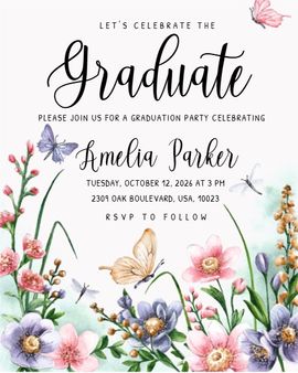 butterfly flowers invitation