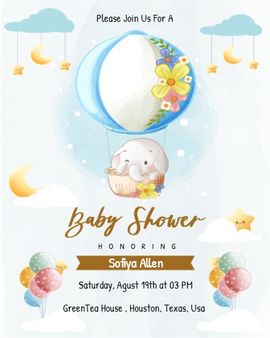 clouds floral invitation