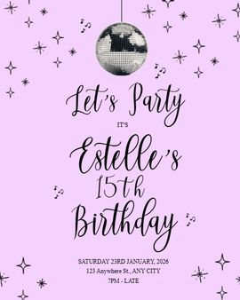 Disco Quince Night invitation