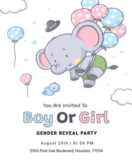 Elephant Balloons invitation