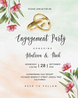 floral with rings invitation