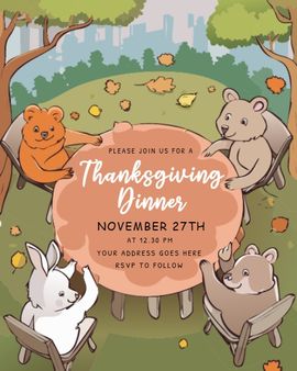 Park Picnic Thanksgiving invitation