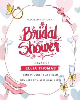 pink blue invitation