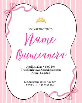 Pink Ribbon Quince invitation