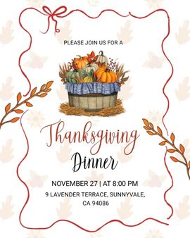 Pumpkin Basket Dinner invitation