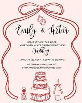 Bow Cake invitation