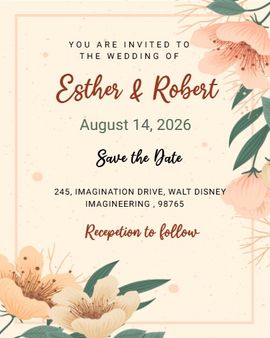 orange floral invitation