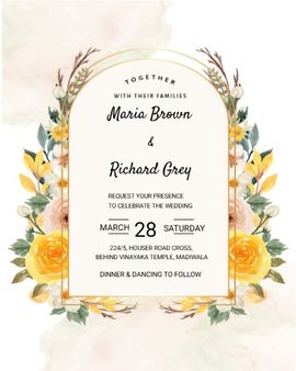 yellow floral invitation