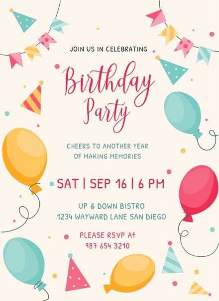 Another year of laughter, love, and cake. Invitation