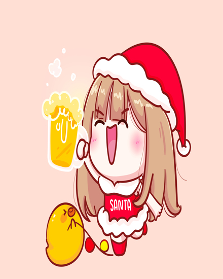 Cute Girl  Santa online Cheers Card