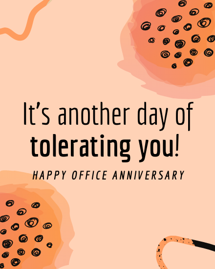 Tolerate You online Work Anniversary Card