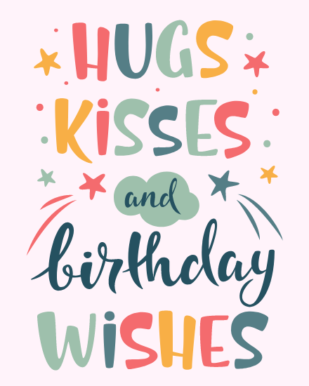 Hugs Kisses online Birthday Card