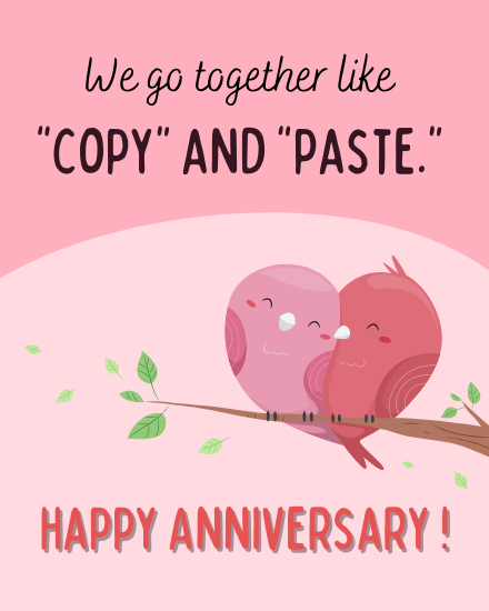 Copy Paste online Funny Anniversary Card