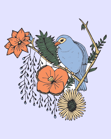 Floral Bird online Blank  Card