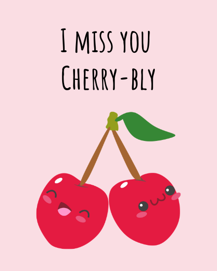 Red Cherry online Miss You Card