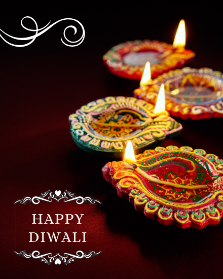 Lighted Diya online Diwali Card